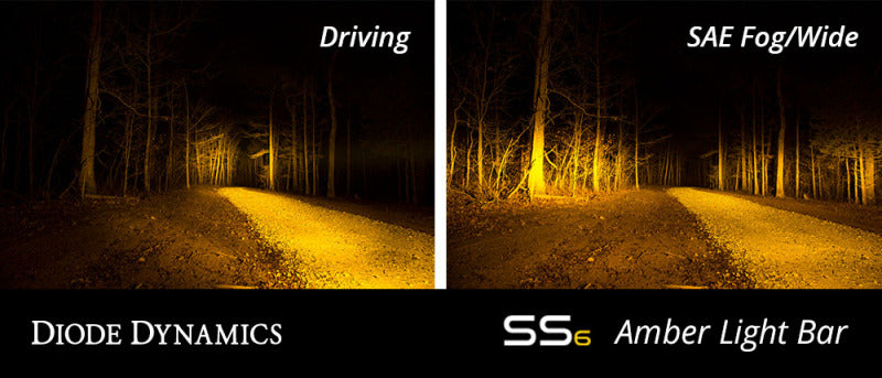 Diode Dynamics 6 In LED Light Bar Single Row Straight SS6 - Amber Driving Light Bar (Pair)