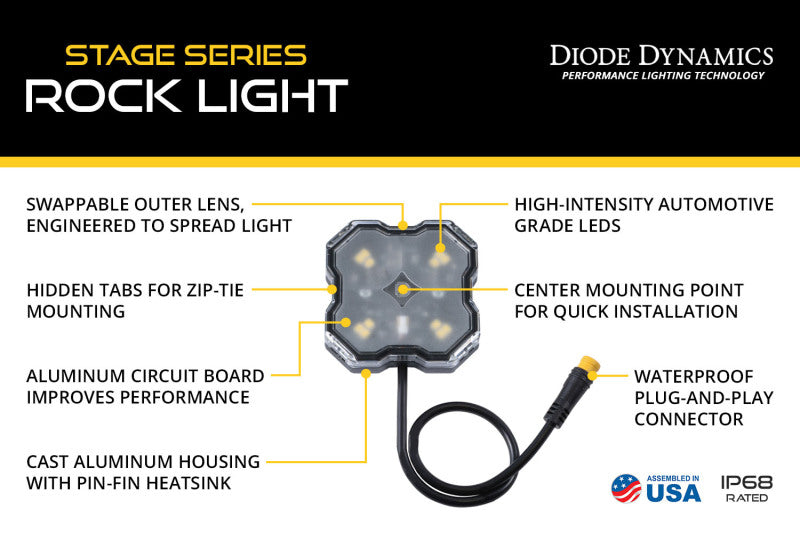 Diode Dynamics RGBW Rock Light Installer Kit w/Controller (12-pack)