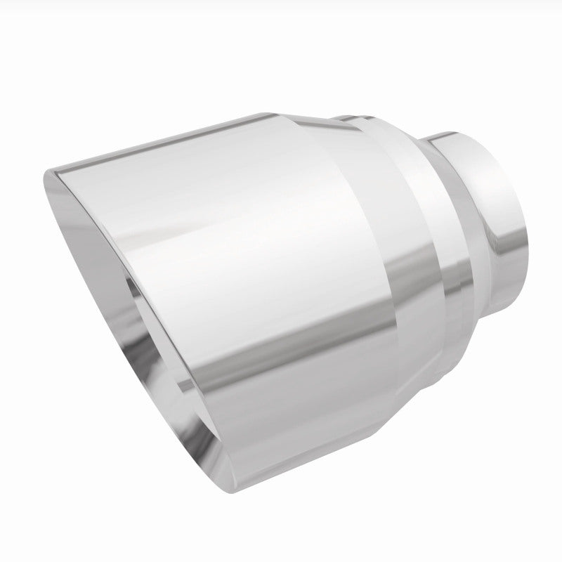 MagnaFlow Tip Stainless Double Wall Round Single Outlet Polished 4.5in DIA 2.5in Inlet 5.75in Length